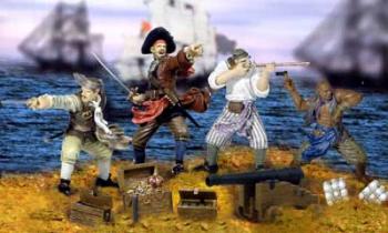 18th C. Caribbean Pirates set #1 includes 4 figures plus accessories - ONE AVAILABLE! #0