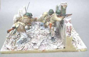 Bastogne House Base 1--Base with ruined wall section (for use with K&C BBA01)--6" square x 3.5" high--AWAITING RESTOCK:  two to three months. #0