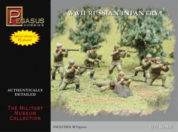 WWII Russian Infantry Combo WWII (PE Plastic!)--forty unpainted 1:72 scale plastic figures #0