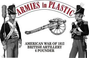 American War of 1812--British Artillery--6 lb. gun, 5 man crew--Red Plastic #0