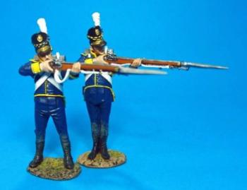 Two Portuguese Line Infantrymen in Blue Trousers Firing, 21st Line Infantry Regiment--two figures--RETIRED -- LAST ONE!! #0