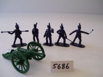 American Artillery French 8 Pounder, Battle of New Orleans--5 Man Crew in Dark Blue #0