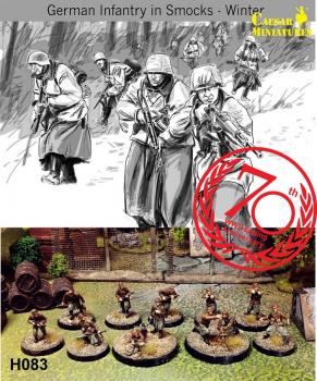 WWII German Infantry in Smocks--Winter--33 poses in 12 poses and 16 transparent bases--1:72 scale plastic figures--AWAITING RESTOCK. #0
