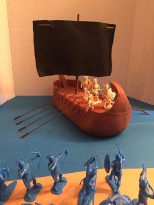 Ancient Warship (17 in. long x 12 in high x 5 in. wide)--foam ship with twelve plastic oars and sail #0