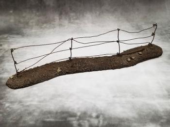 Barbed Wire Section (Mud)--approximately 20cm in length #0