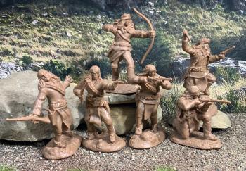 Apaches Set #1 - 12 Figures in 6 poses (Buckskin color) #0