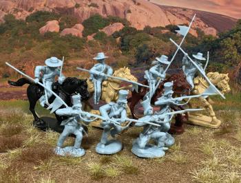 Alamo Mexican Cavalry and Infantry set (#3)--12 Figures, 4 Horses (Powder Blue) #0