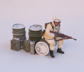 Winter Fuel Dump--three oil drums and three Jerry Cans (frosted finish)--Pre-Order:  two to three months #0