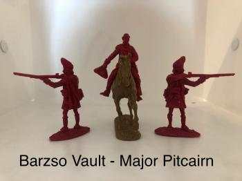 Image of From the Vault Set 3--Major Pitcairn--single mounted figure and two British grenadier figures in firing poses -- AWAITING RESTOCK!