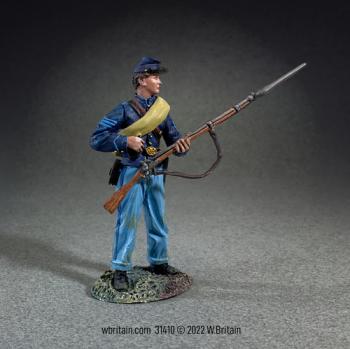 Union Sergeant in State Jacket Standing Reaching for Cap--single figure #2