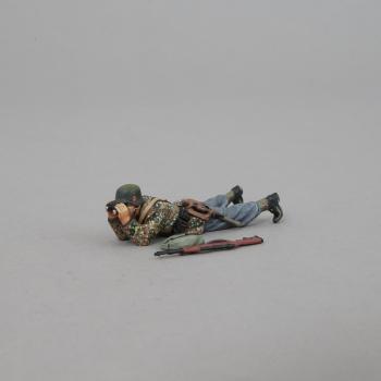 WWII German SS Spotter with Binos, Rifle, and Satchel (lying prone)--single figure--RETIRED--LAST SIX!! #0
