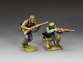 Covering Fire--two 12th SS Hitlerjugend figures (running, kneeling firing) #0
