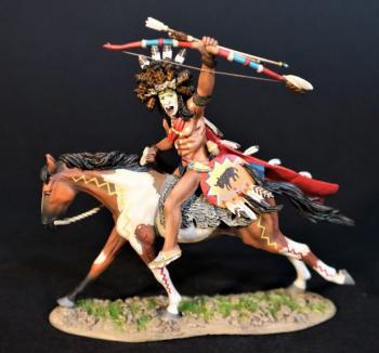 Miwatani Society Warrior, Sioux, The Battle Where the Girl Saved Her Brother, 17th June 1876, The Black Hill Wars, 1876-1877, Thunder on the Plains--single mounted figure with bow and arrow raised in left hand #0