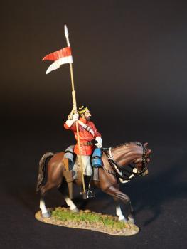 Image of Mounted Policeman, The North West Mounted Police, The March West, 1874, The Fur Trade--single mounted figure with upright lance and wearing yellow and black cap