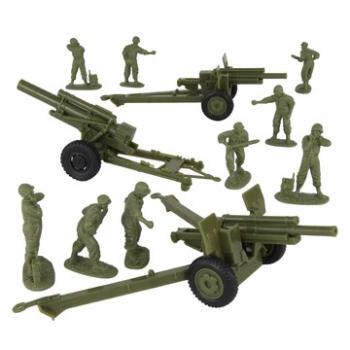 Image of BMC CTS WWII U.S. Howitzer Artillery & Crew--12 pieces OD Green Plastic Army Men Playset -- AWAITING RESTOCK!