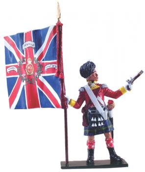 Image of Ensign, 92nd (Gordon) Highlanders, King's Colour, 1815--W. Britain 2011 London Event Exclusive Figure--single figure with flag--RETIRED--LAST ONE!!