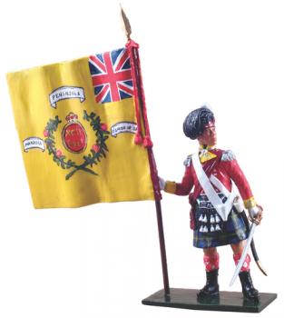 Image of Ensign, 92nd (Gordon) Highlanders, Regimental Colour, 1815--W. Britain 2011 Military History Weekend Event Exclusive Figure--single figure with flag--RETIRED--LAST ONE!!