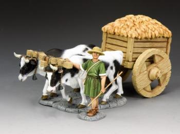 The Roman Carter Set--two oxen, cart, produce, and single Roman figure #0