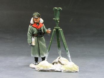 Image of General Hasso Von Manteuffel stands with Tripod Mounted Telescope--RETIRED