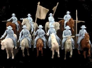 Round Hat Cavalry (light blue)--12 plastic toy soldiers in 10 poses with 12 horses--RETIRED--LAST ONE!! #0
