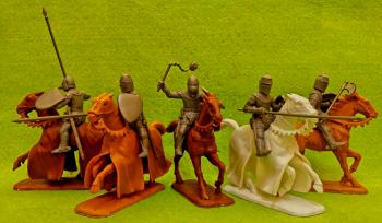 Medieval French Knights & Men-At-Arms (Steel)--5 Mtd. figures with plug-in parts #0