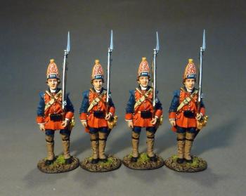 Four Grenadiers at Attention, Set#1, The New Jersey Provincial Regiment, The Raid on St. Francis, 1759--four figures #12