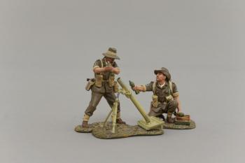 WWII Australian Mortar (early war Desert fatigues)—two Aussie figures and mortar--RETIRED--LAST ONE!! #0