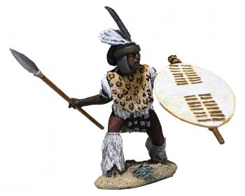 Zulu uThulwana Regiment Attacking low with Assegai--single figure #3