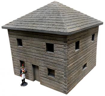 Wooden Frontier Blockhouse--10 in. W x 10 in. D x 11 in. H--two piece set #0