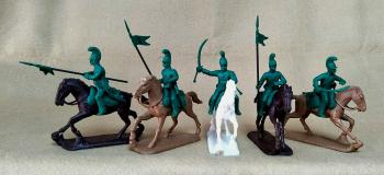 Napoleonic French Napoleonic Lancers with Officer--five mounted plastic figures #0