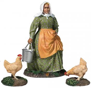Miss Dayfield--Woman Doing Farm Chores with two Chickens--single figure with two chickens #0
