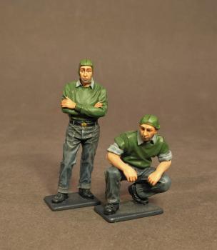 Two Catapult Crew, Aircraft Carrier Flight Deck Crew, The Second World War—two figures--RETIRED--LAST ONE!! #2