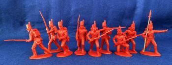 Napoleonic British Grenadiers Infantry (1812-1815)--nine unpainted plastic figures (red) #0