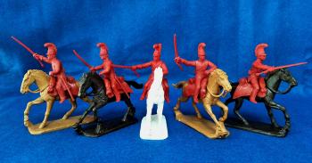 Napoleonic British Mounted Lifeguards--five mounted unpainted plastic figures (red) #0