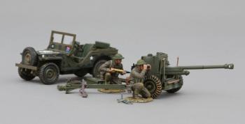 WWII British Set--British 6-Pounder, Mickey Mouse-pattern Bantam Jeep, and 2 Scots Guards crew figures--RETIRED--LAST ONE!! #0