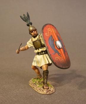 Hastatus (leaning back, sword pointing forward at mid-torso height, red shield), The Roman Army of the Mid Republic, Armies and Enemies of Ancient Rome--single figure--RETIRED. #0