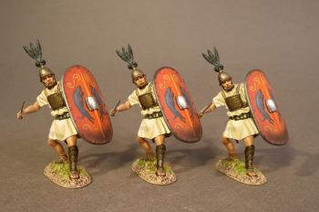 Hastati (leaning back, sword pointing forward at mid-torso height, red shield), The Roman Army of the Mid Republic, Armies and Enemies of Ancient Rome--three figures--RETIRED--LAST ONE!! #0