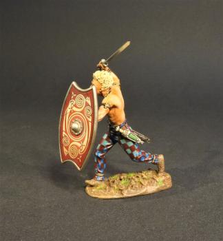 Iceni Warrior Charging (oblong red shield with gold design), Armies and Enemies of Ancient Rome--single figure #0