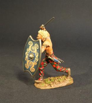 Iceni Warrior Charging (oblong green shield with gold design), Armies and Enemies of Ancient Rome--single figure #0