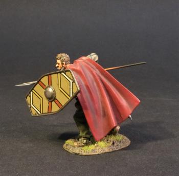 Cherusci Warrior (light green shield with brown, white, & yellow lines), Germanic Warriors, Armies and Enemies of Ancient Rome--single figure #6