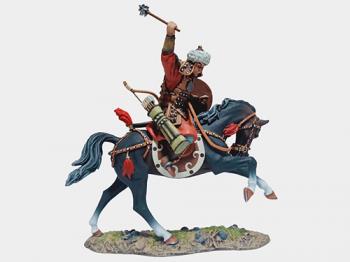 Mongol Warrior on Black Horse Swinging Club down--single mounted figure #0