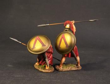 Spartan Warriors (bronze shields), The Spartan Army, The Peloponnesian War, 431-404 BCE, Armies and Enemies of Ancient Greece and Macedonia--two figures--RETIRED--LAST ONE!! #16