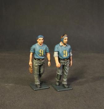 Two Catapult Crew Walking (#9 on blue shirts), Aircraft Carrier Flight Deck Crew, The Second World War--two figures #0