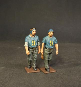 Two Deck Crew Walking (#9 on Blue Shirts), USS Saratoga (CV-3), Inter-War Aviation--two figures #8