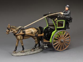 The Green Hansom Cab Set--cab with horse & driver figures on single base #21