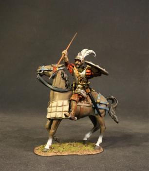 Spanish Cavalryman C, Spanish Conquistadors, The Conquest of America--single mounted figure with spear & shield #0