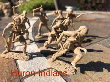 Barzso Huron Indians--7 figures in 7 poses, Tan Plastic -- AWAITING RESTOCK! #0