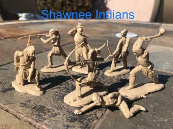 Barzso Shawnee Indians--7 figures in 7 poses, Tan Plastic--SEVEN IN STOCK. #0