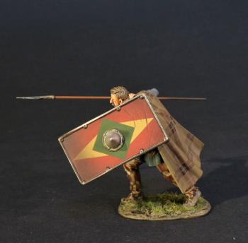 Cherusci Warrior (rectangular shield with red background, green square over lengthwise yellow diamond), Germanic Warriors, Armies and Enemies of Ancient Rome--single figure #4