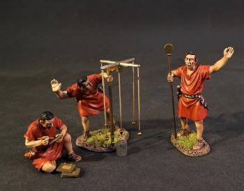 Roman Gromatici (Red)-- Roman Marching Camp Diorama Scenery--three figures and accessories #0